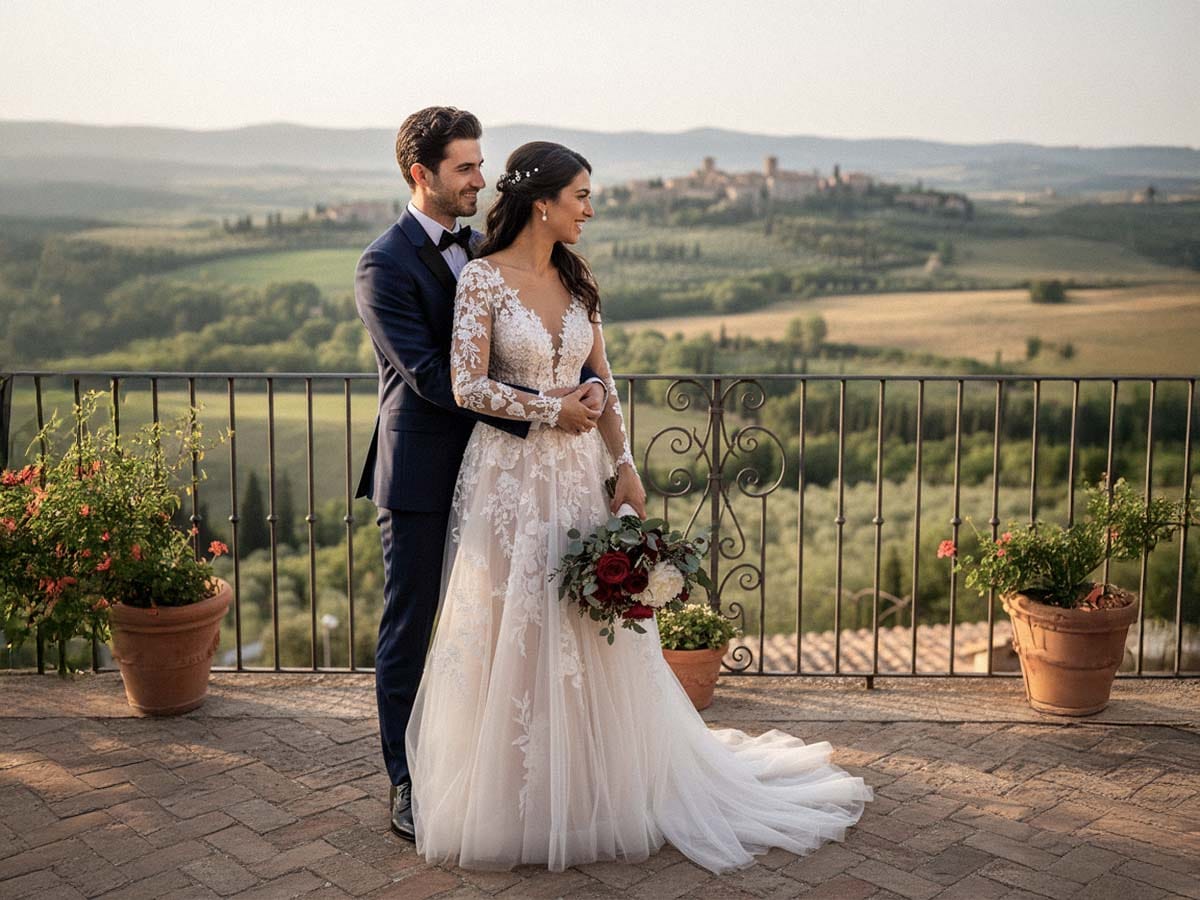 Das Brautpaar geht Hand in Hand auf einem Weg, fotografiert an ihrem Hochzeitstag in Kassel.