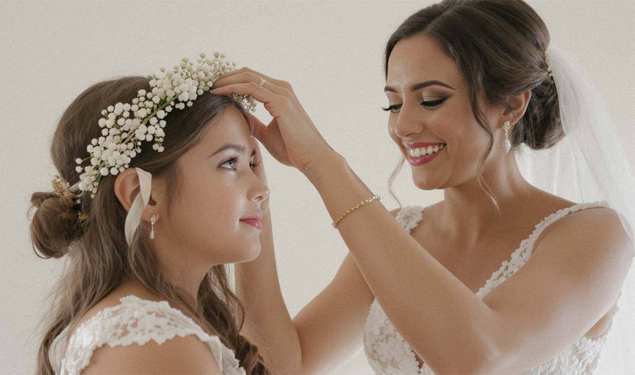 Braut hilft Freundin beim Blumenkranz – emotionale Hochzeitsfotografie Kassel