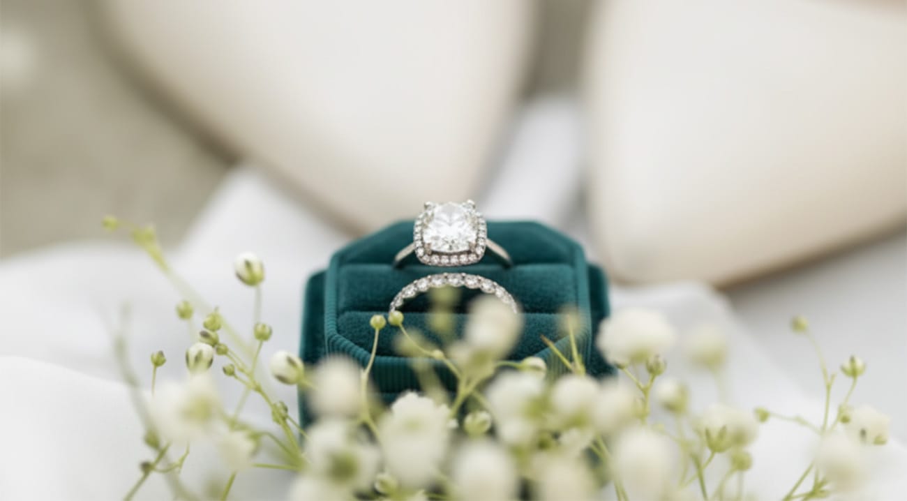 Der Bräutigam umarmt seine Braut liebevoll von hinten an ihrem Hochzeitstag in Kassel.