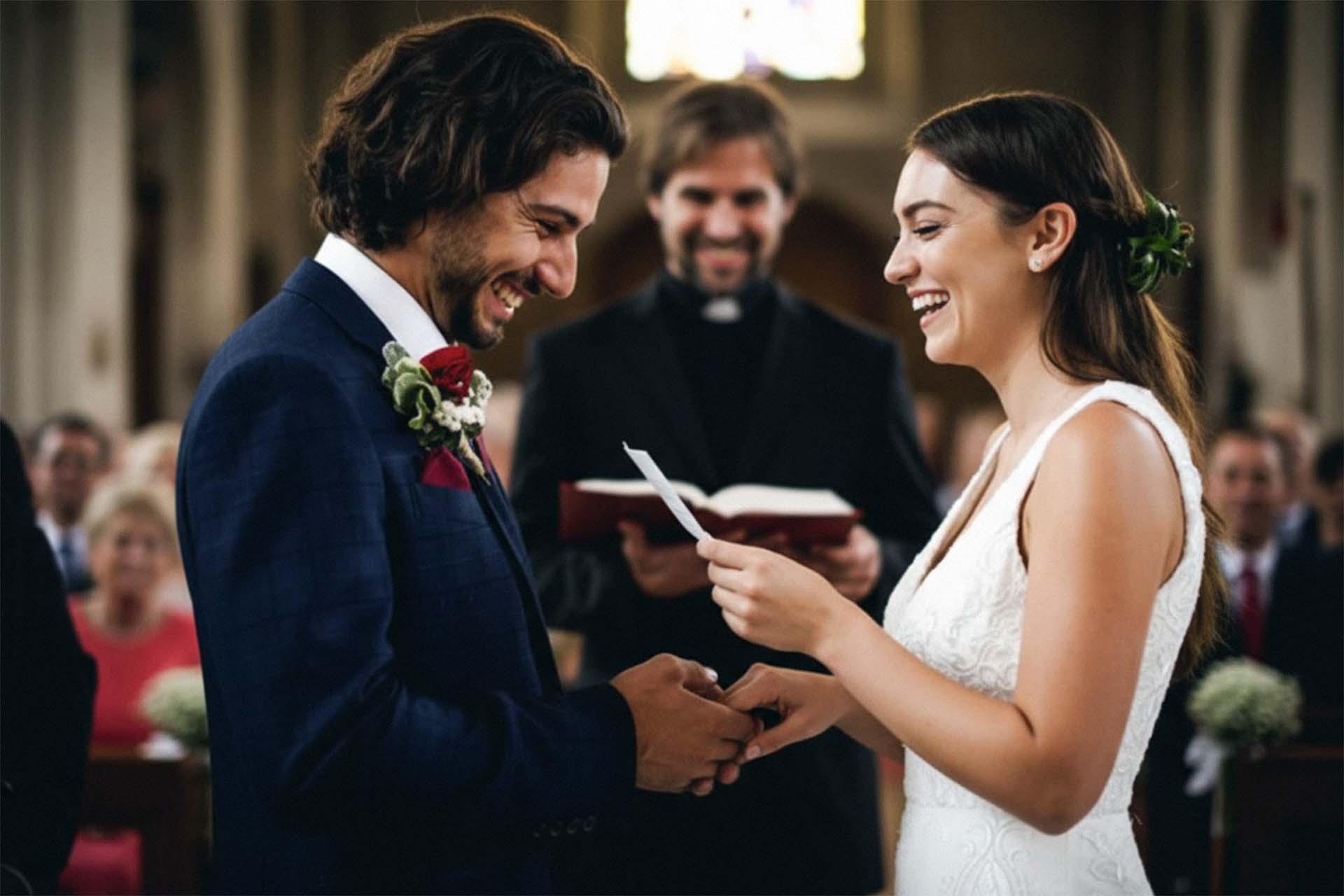 Der Moment der Ringübergabe, bei dem der Bräutigam der Braut den Ehering ansteckt, während der Trauung in Kassel.