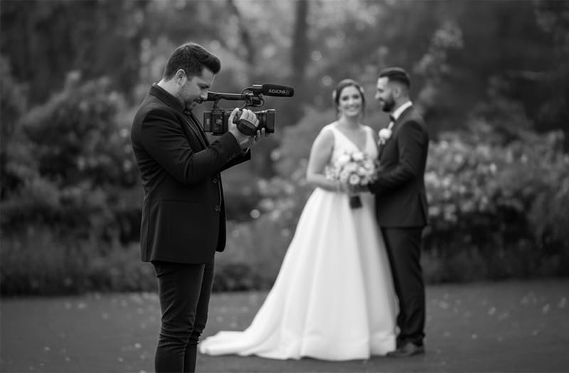 Ein inniger schwarz-weiss Moment zwischen dem Brautpaar Luis und seiner Partnerin bei ihrer Hochzeit in Kassel.